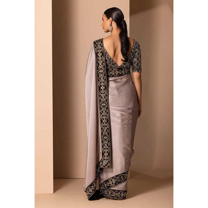 CHHAYA MEHROTRA Grey Vyoma Saree with Stitched Blouse