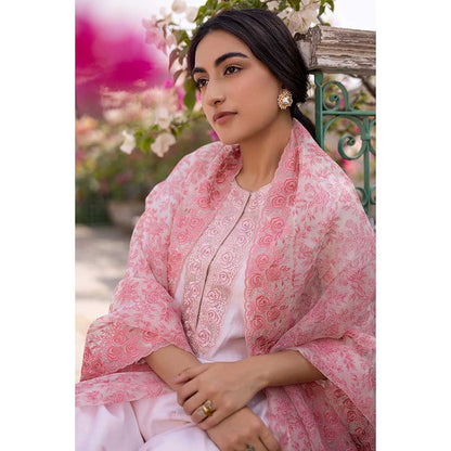 CHHAYA MEHROTRA Pink Anaaya Kurta with Pant and Dupatta (Set of 3)