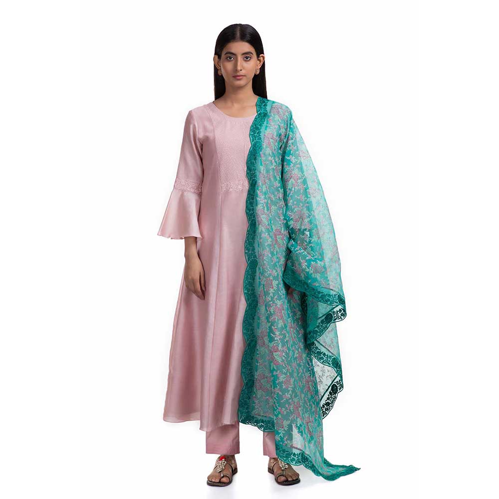 CHHAYA MEHROTRA Pink Bhuvi Kurta with Pant and Dupatta (Set of 3)