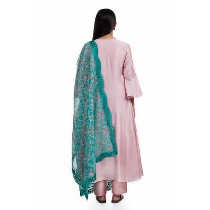 CHHAYA MEHROTRA Pink Bhuvi Kurta with Pant and Dupatta (Set of 3)