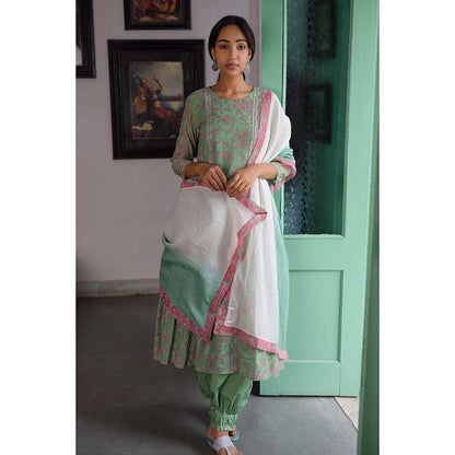 CHHAYA MEHROTRA Green Heer Kurta with Pant and Dupatta (Set of 3)