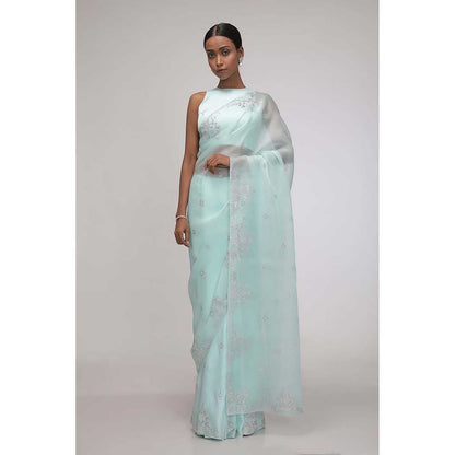CHHAYA MEHROTRA Green Ethereal Mist Saree with Stitched Blouse