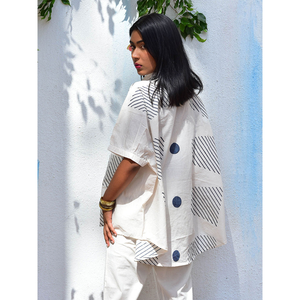 Chidiyaa Vanilla Moon Opulent Whispers Handblock Printed Cotton Top