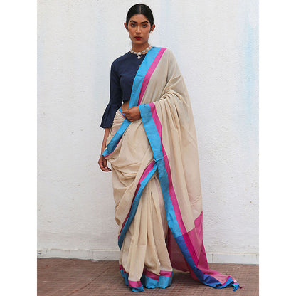 Chidiyaa Holika Abeera Handwoven Cotton Saree with Unstitched Blouse
