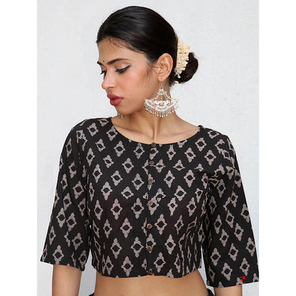 Chidiyaa Nomad Gitana Block printed Cotton Crop Top Blouse