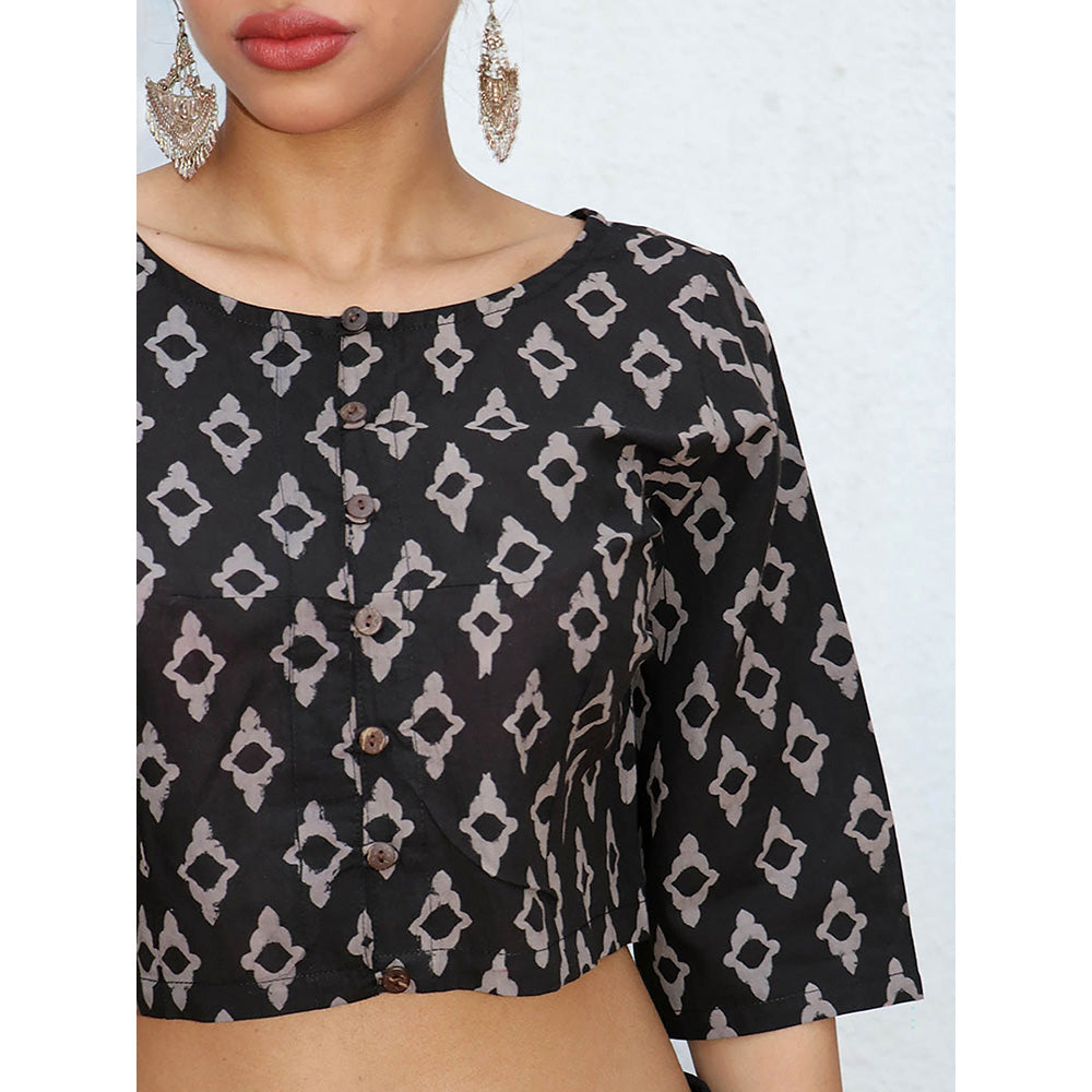 Chidiyaa Nomad Gitana Block printed Cotton Crop Top Blouse