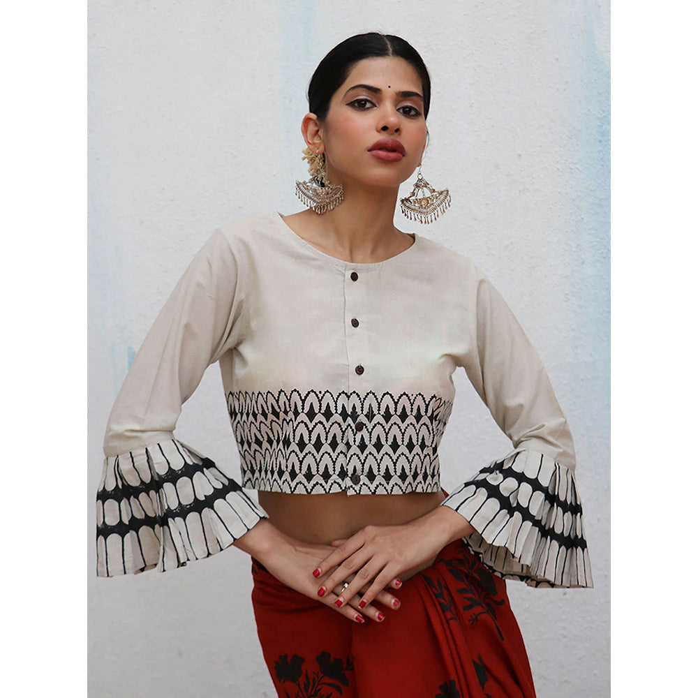 Chidiyaa Nomad Vivianne Block printed Cotton Crop top Blouse