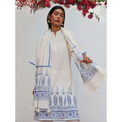 Chidiyaa Bogainvillea Mirasol Block Printed Cotton Dupatta