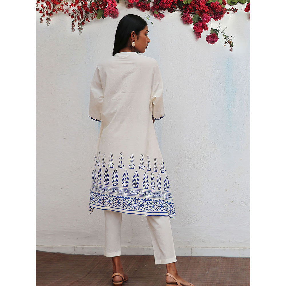 Chidiyaa Bogainvillea Vasara Block Printed Cotton Kurta & Pant (Set of 2)