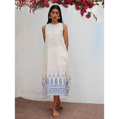 Chidiyaa Bogainvillea Nuresa Block Printed Cotton Dress