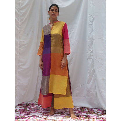 Chidiyaa Rainbow Cafe Satrangi Handwoven Cotton Kurta and Palazzo (Set of 2)