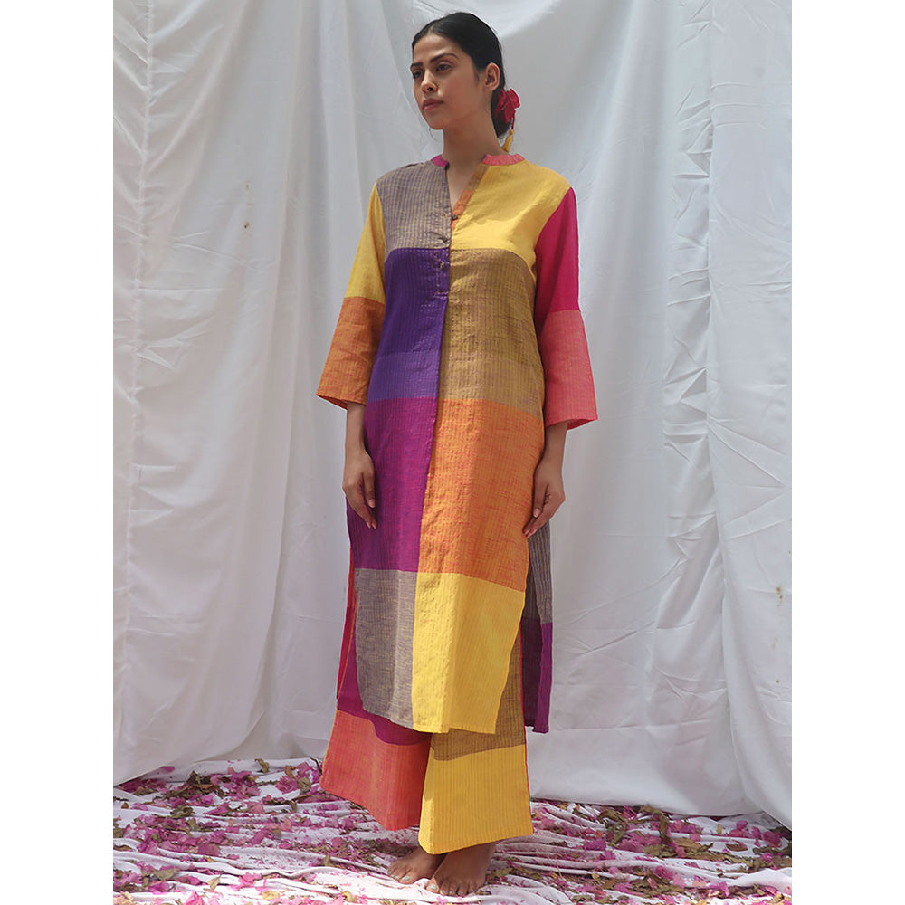 Chidiyaa Rainbow Cafe Satrangi Handwoven Cotton Kurta and Palazzo (Set of 2)