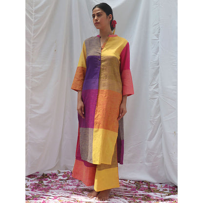 Chidiyaa Rainbow Cafe Satrangi Handwoven Cotton Kurta and Palazzo (Set of 2)