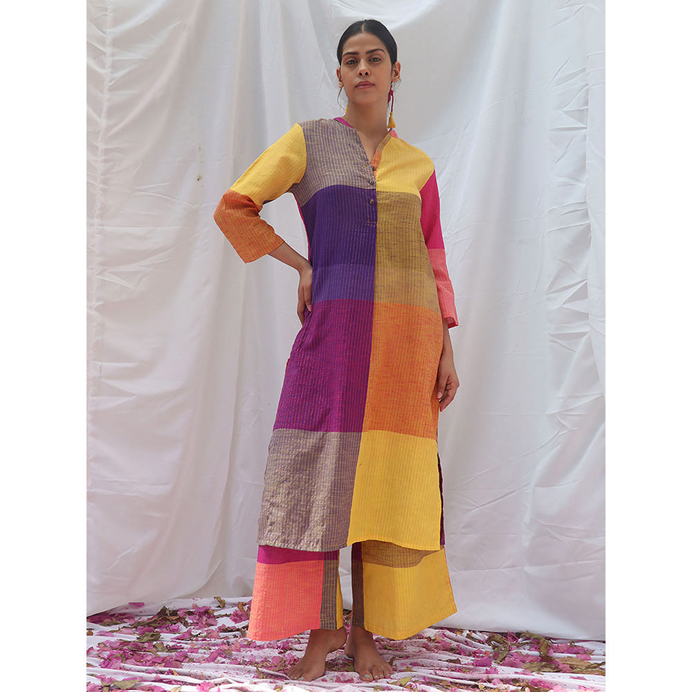 Chidiyaa Rainbow Cafe Satrangi Handwoven Cotton Kurta and Palazzo (Set of 2)