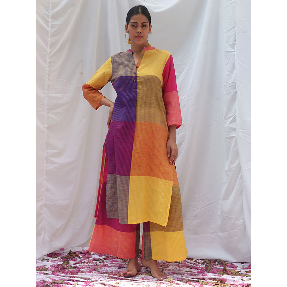 Chidiyaa Rainbow Cafe Satrangi Handwoven Cotton Kurta and Palazzo (Set of 2)