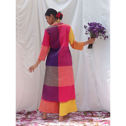 Chidiyaa Rainbow Cafe Satrangi Handwoven Cotton Kurta and Palazzo (Set of 2)