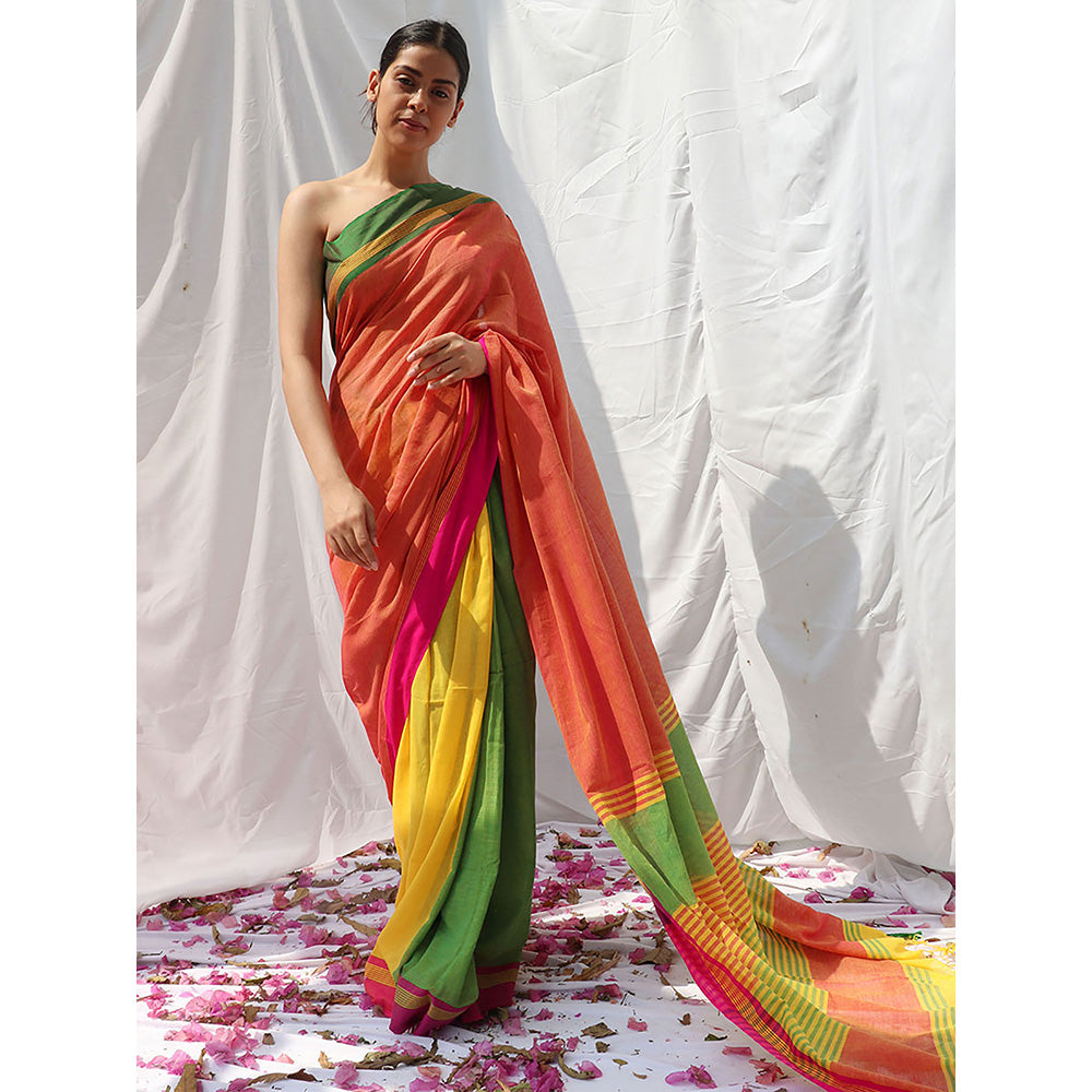 Chidiyaa Lorelei Handwoven Cotton Saree with Unstitched Blouse