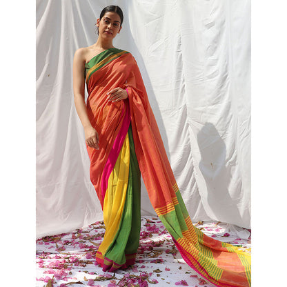 Chidiyaa Lorelei Handwoven Cotton Saree with Unstitched Blouse