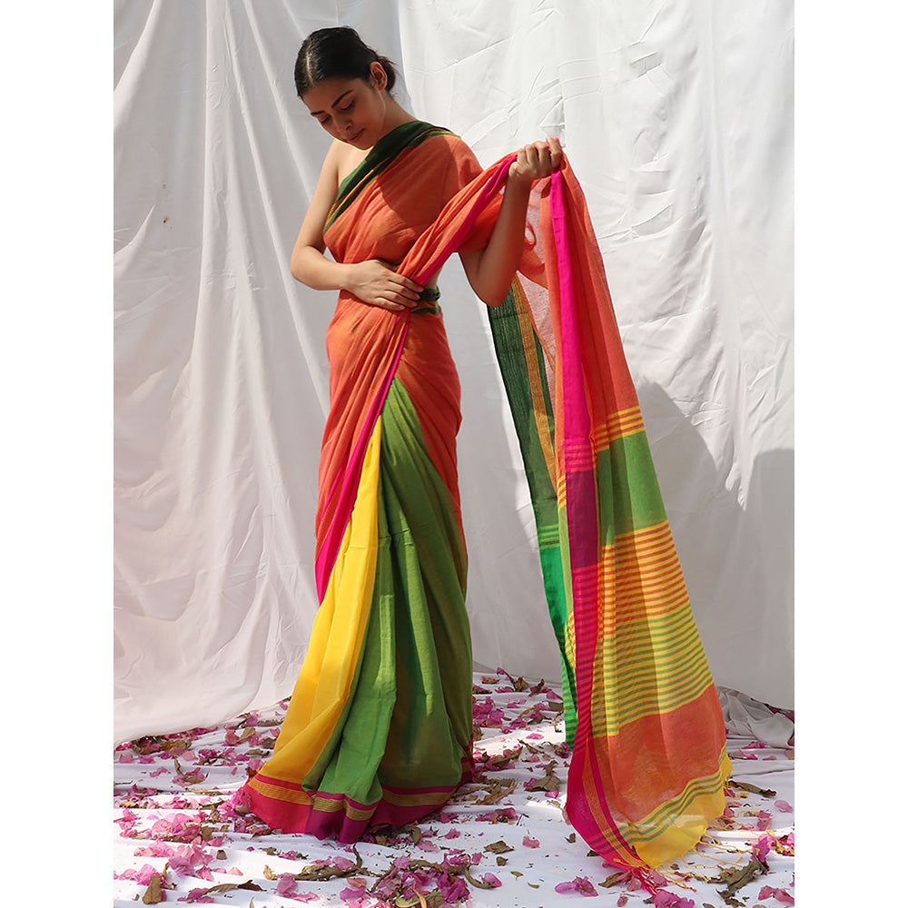 Chidiyaa Lorelei Handwoven Cotton Saree with Unstitched Blouse