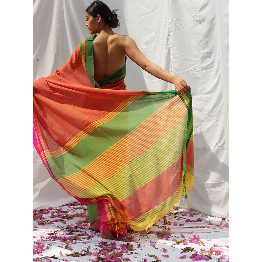 Chidiyaa Lorelei Handwoven Cotton Saree with Unstitched Blouse