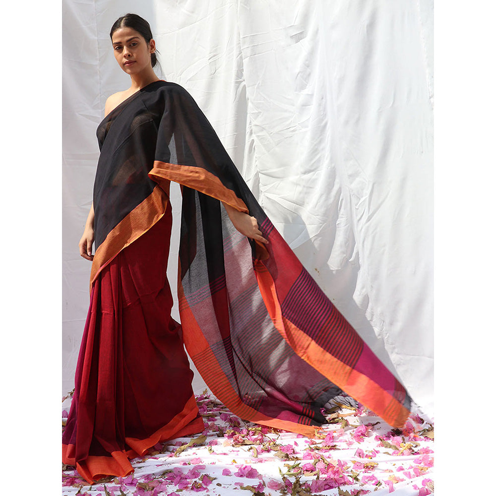 Chidiyaa Belladonna Handwoven Cotton Saree with Unstitched Blouse