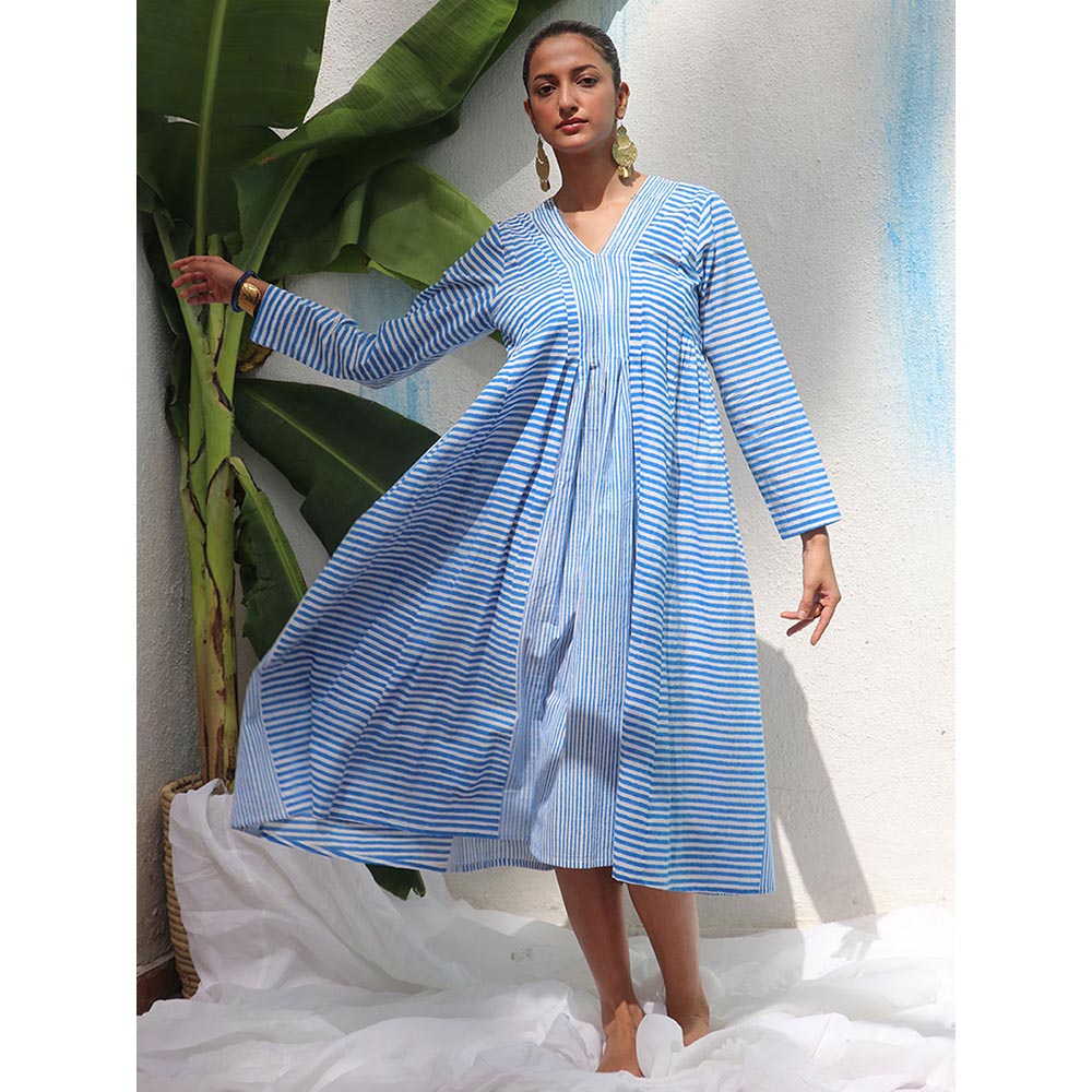 Chidiyaa Walk In the Clouds Amaris Handprinted Cotton Dress