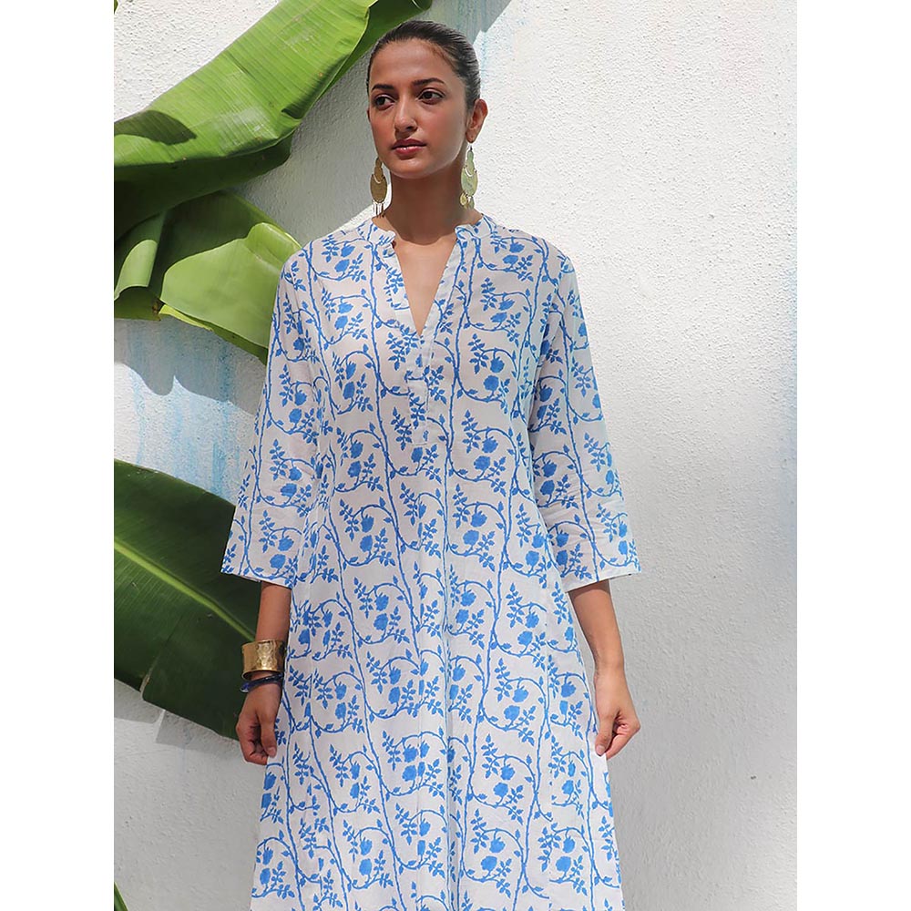 Chidiyaa Walk In The Clouds Estelle Handprinted Cotton Kurta & Palazzo (Set of 2)