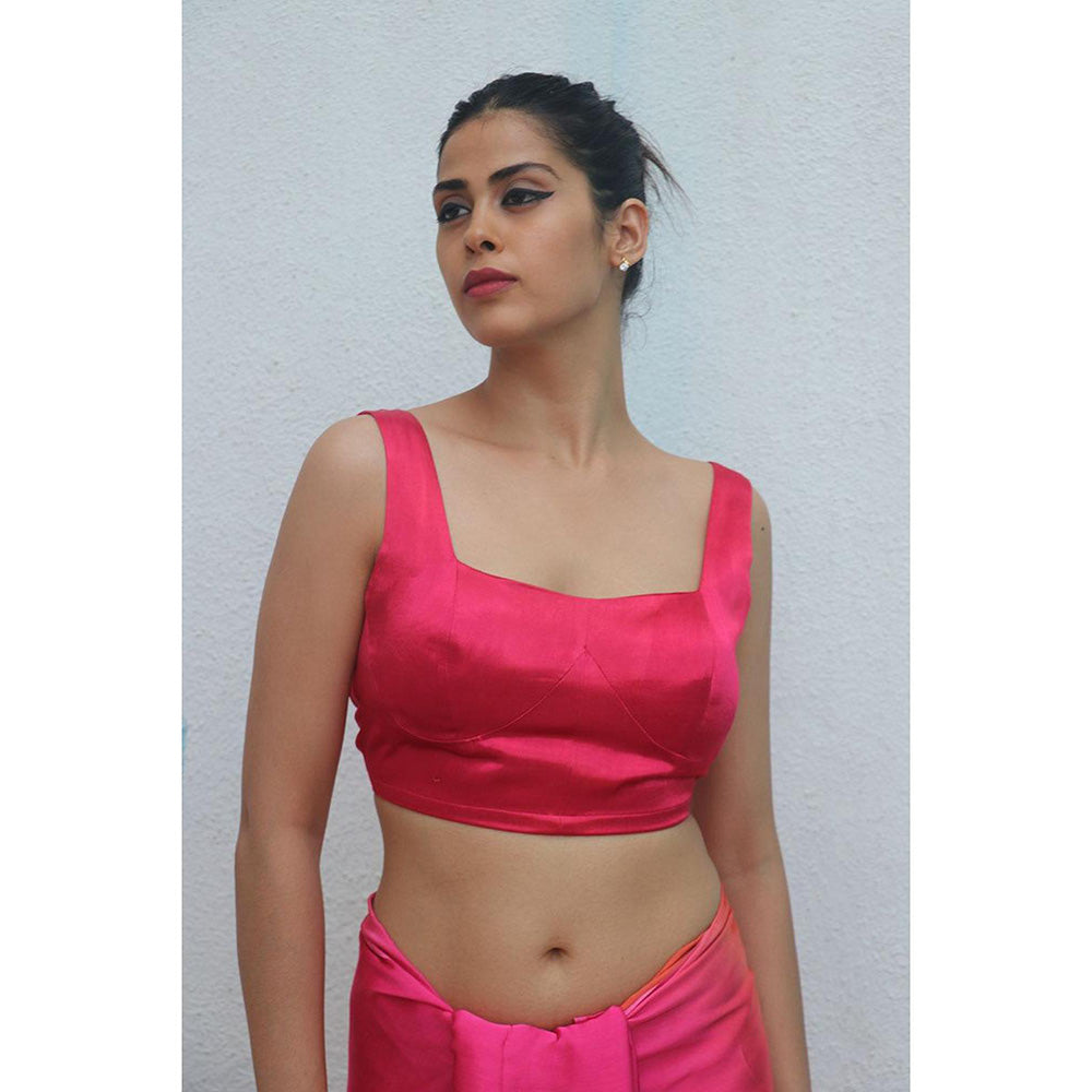 Chidiyaa Pink Kaveri Mashru Silk Stitched Blouse