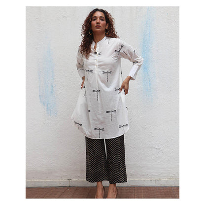 Chidiyaa Daydreaming In Monochrome Gone With The Wing Printed Kurta with Palazzo (Set of 2)