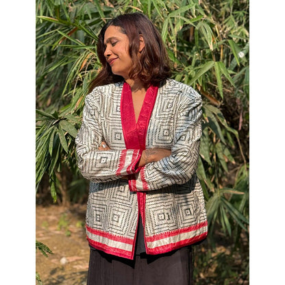 Chidiyaa Multi-Colour Sardi Ki Dhoop Heart Made Mashru Silk Reversible Jacket