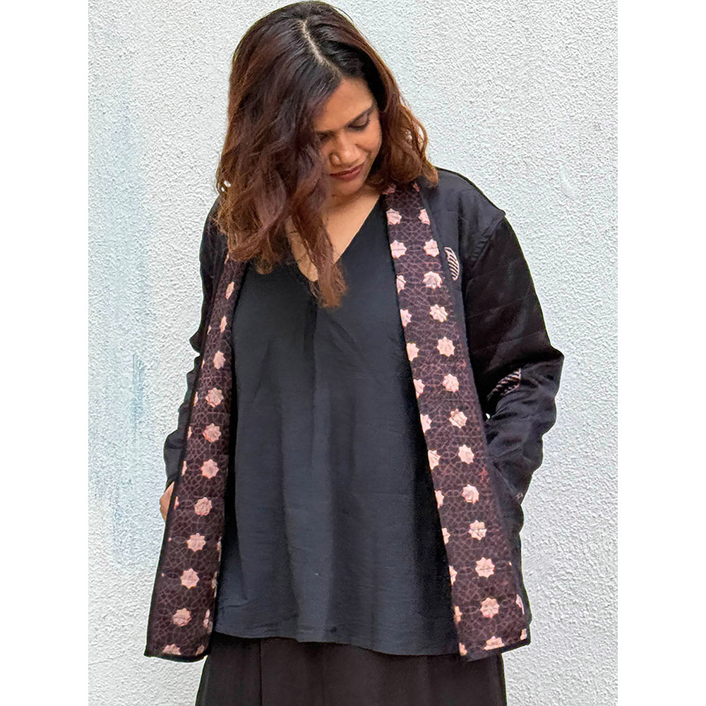 Chidiyaa Multi-Colour Sardi Ki Dhoop Moonchild Mashru Silk Reversible Jacket
