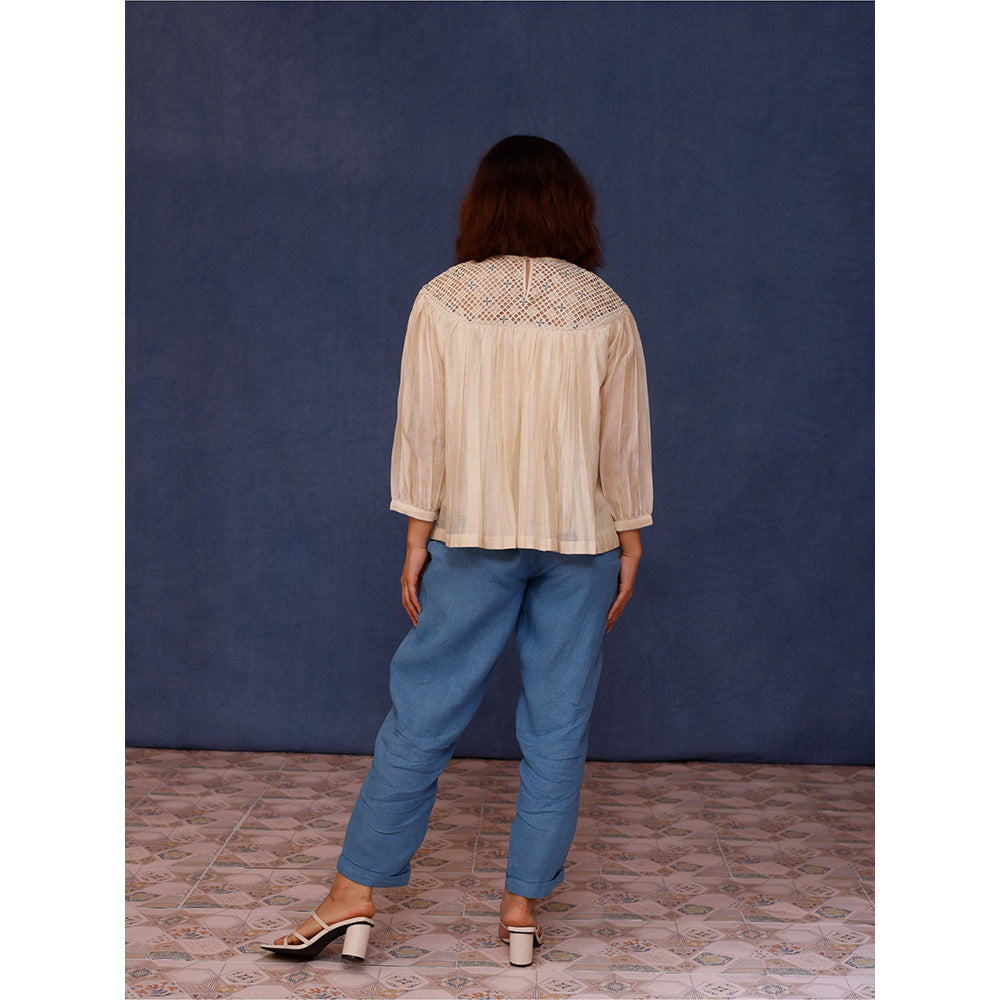 Chokhi Chorri Cream Iris Top and Pant Co-ord (Set of 2)