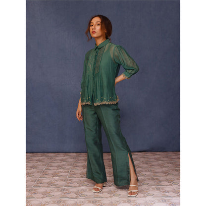 Chokhi Chorri Green Mona Shirt & Palazzo with Inner (Set of 3)