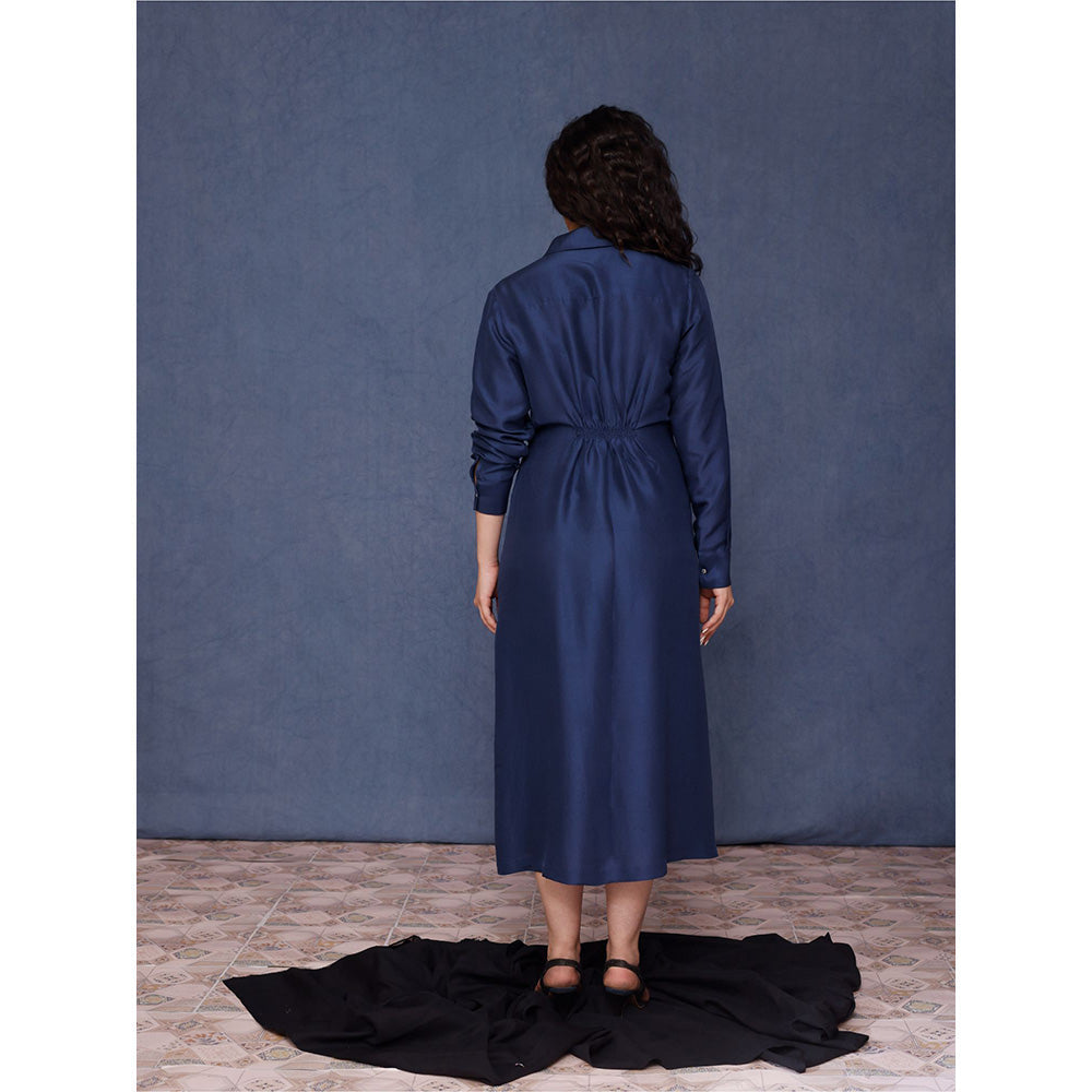 Chokhi Chorri Navy Blue Solid Afina Dress