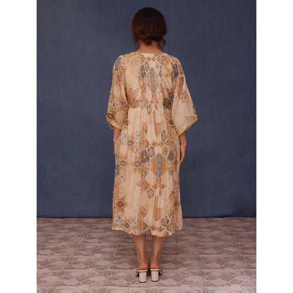 Chokhi Chorri Beige Damsa Midi Dress with Inner (Set of 2)