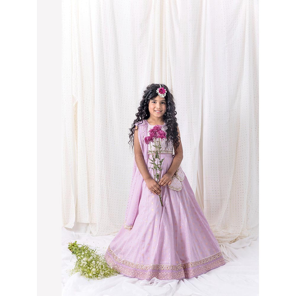 Chotibuti Lilac Cotton Embroidered Lehnga Set