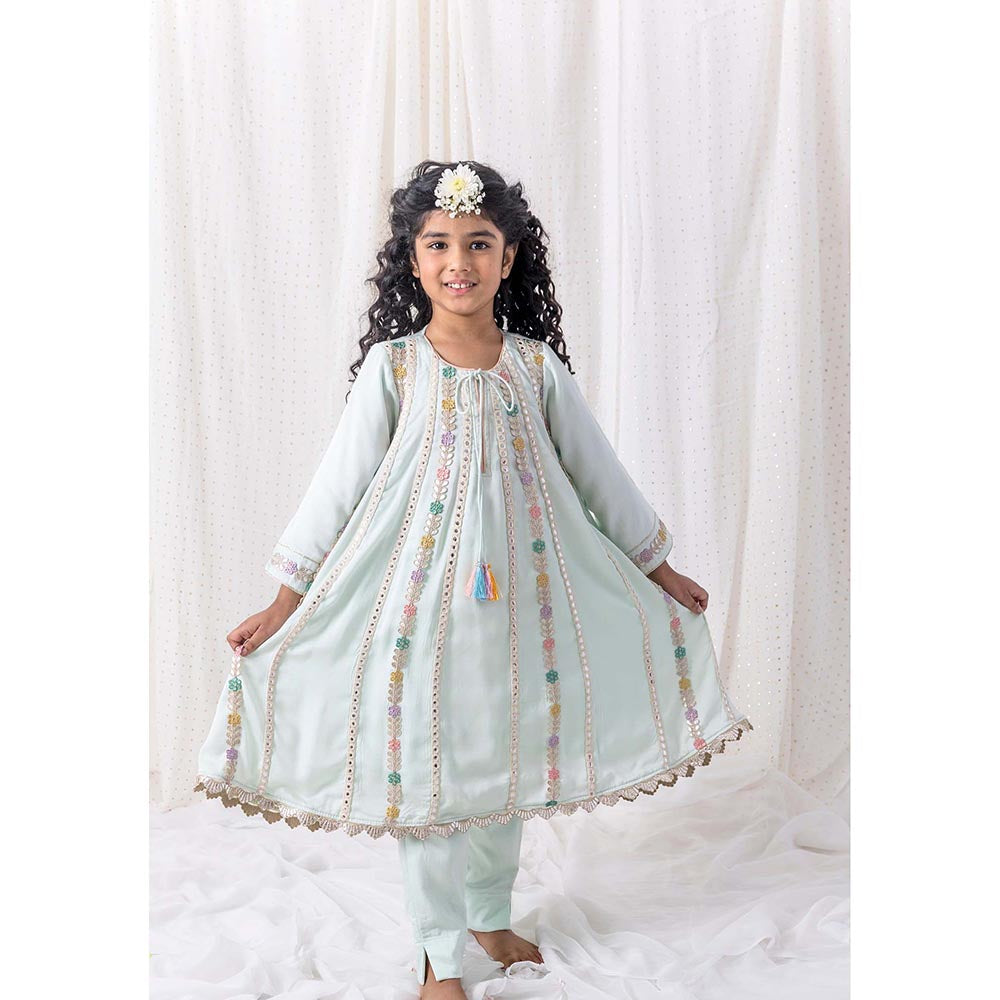 Chotibuti Muslin Blue Anarkali Kurta with Salwar
