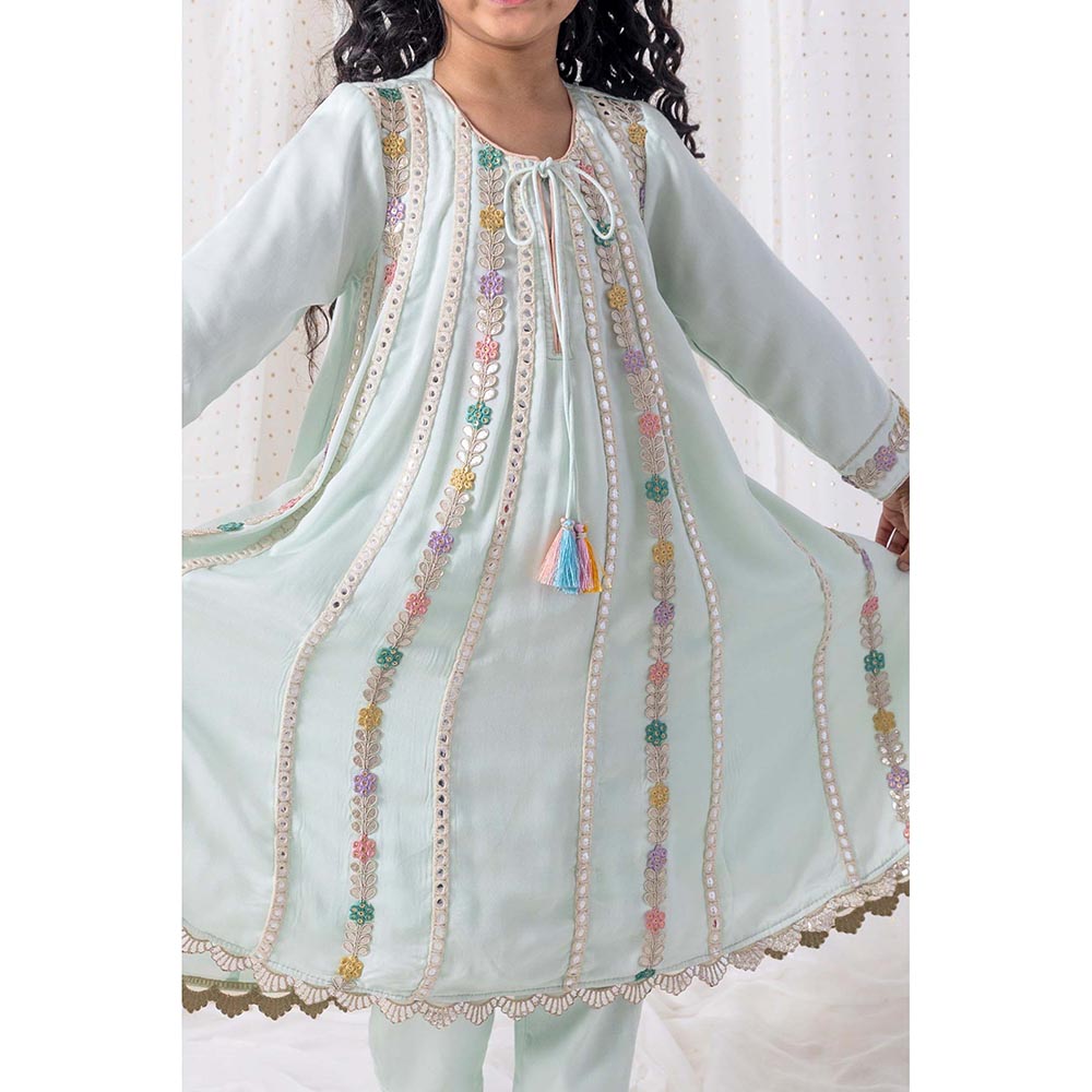 Chotibuti Muslin Blue Anarkali Kurta with Salwar