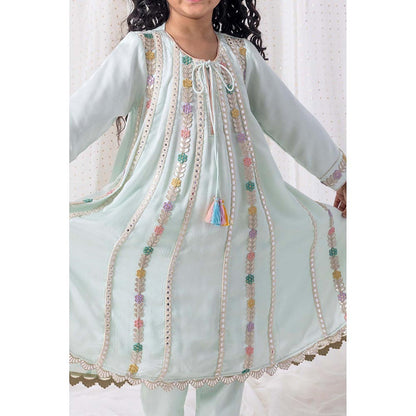 Chotibuti Muslin Blue Anarkali Kurta with Salwar