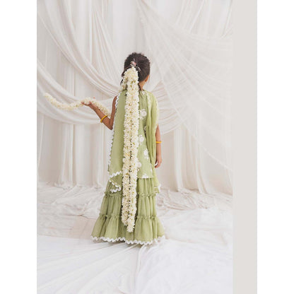 Chotibuti Hara Green Kurti with Sharara and Dupatta
