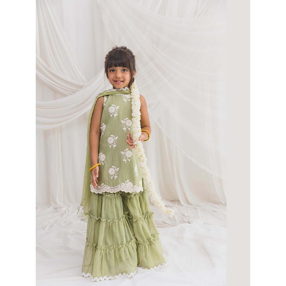 Chotibuti Hara Green Kurti with Sharara and Dupatta