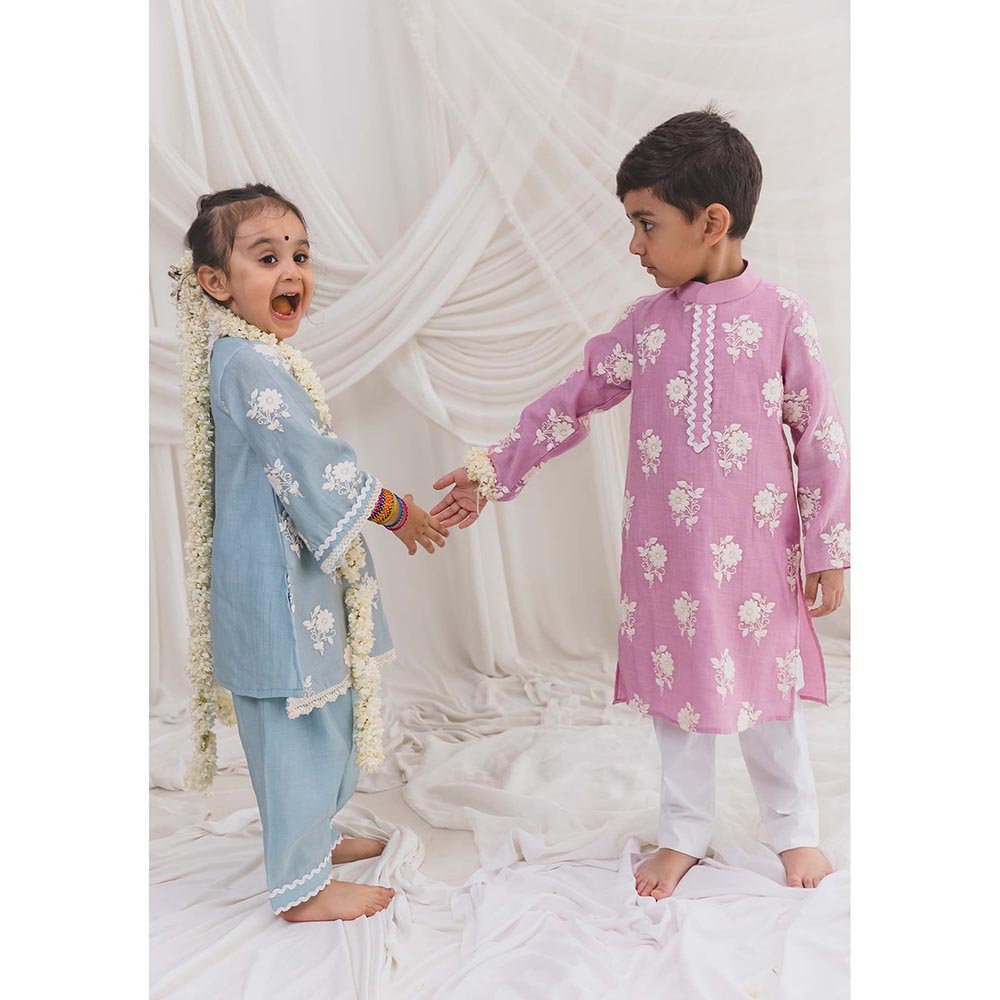 Chotibuti Embroidered Blue Kurta with Pant