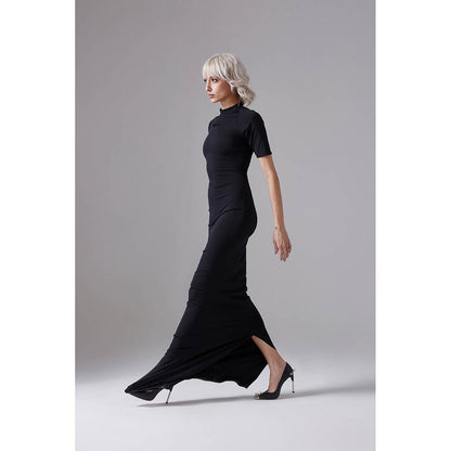 CILVR Black Crewneck Long Dress