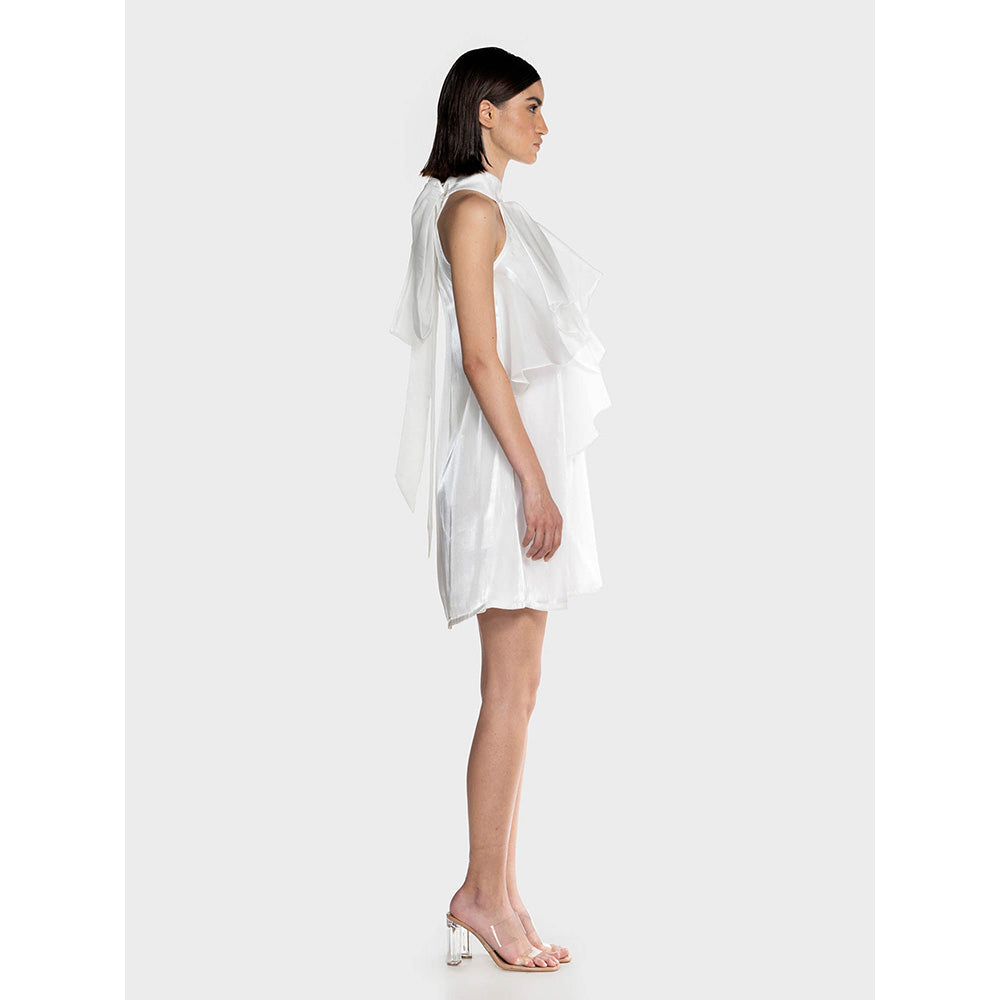 CILVR White Fluid Organza Mini Dress