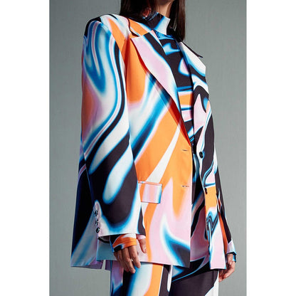 CILVR Multi-Colour Fluid Print Blazer