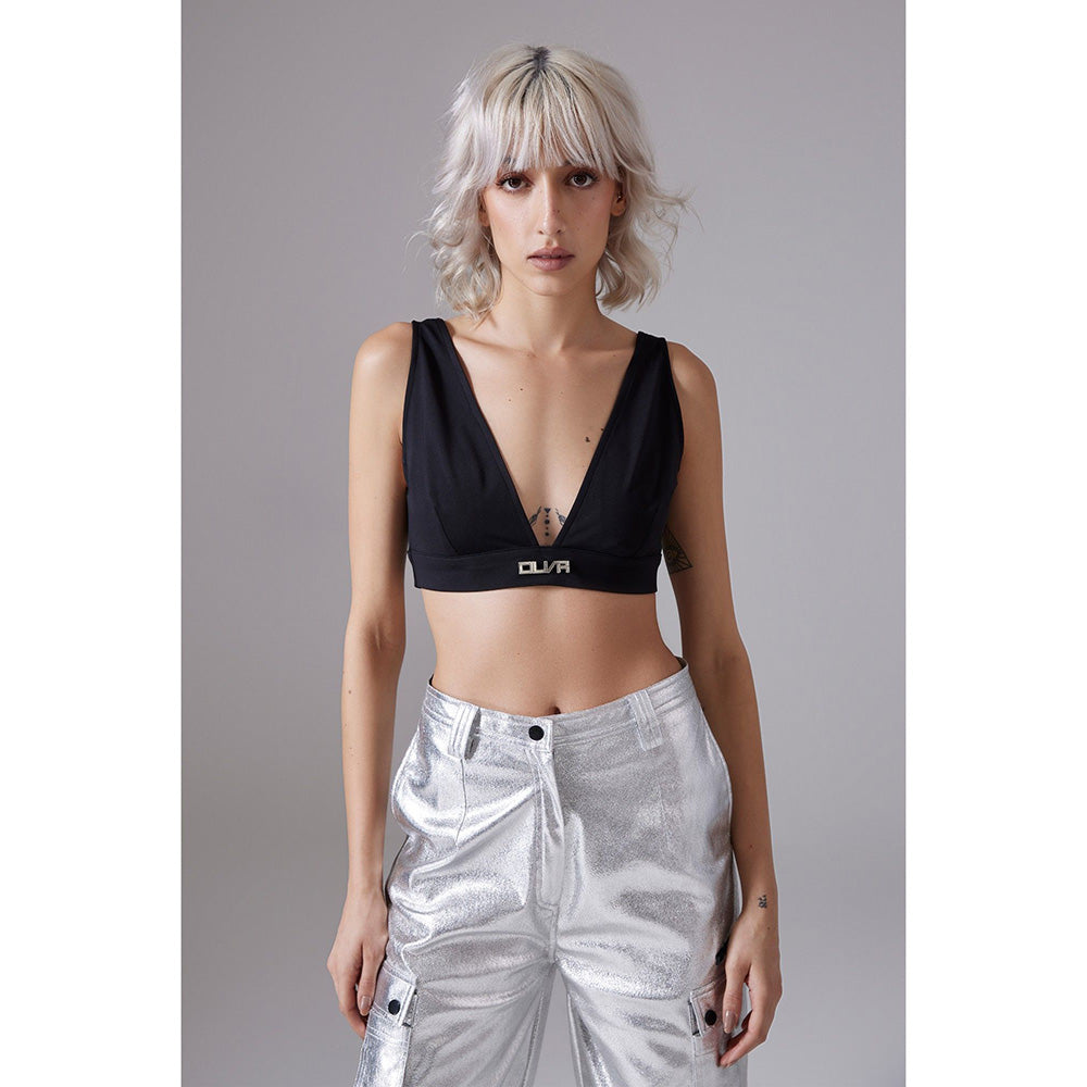 CILVR Women's Black Solid Jersey Crop Top