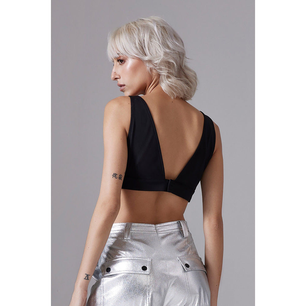 CILVR Women's Black Solid Jersey Crop Top