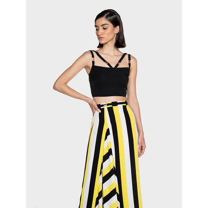 CILVR Women's Black Solid Shoulder Strap Crop Top