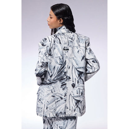 CILVR Black Crushed Paper Print Blazer