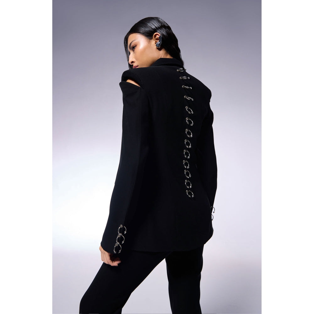 CILVR Black Metal Spine Tailored Blazer